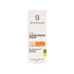 کرم ضد آفتاب SPF50 بیزانس رنگ بژ طلایی مناسب پوست حساس و خشک
