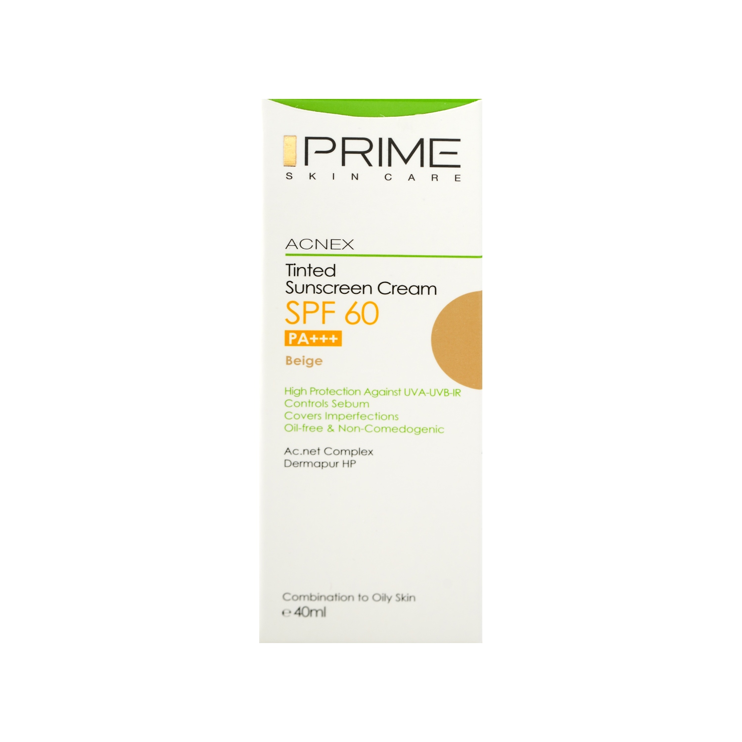 4000 کرم ضد آفتاب SPF60 پرایم مدل Acnex رنگ بژ مناسب پوست مختلط تا چرب - تصویر 1
