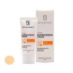 کرم ضد آفتاب SPF50 بیزانس رنگ بژ روشن مناسب پوست حساس و خشک